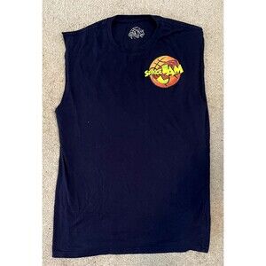 VTG Space Jam Shirt Mens M/L Black Grunge Thrashed Faded Worn Skater Tank Top